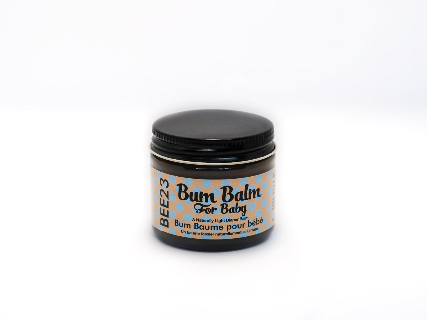 SKIN CARE BALM for Baby! BEE23 Bum Balm for Baby is very popular with new parents. Not only is it an excellent barrier cream reducing redness and rashes while protecting skin from moisture, but it is also free of zinc oxide and safe for cloth diapers use. This is a naturally light and sensitive formula with no essential oils. It makes a very good moisturizer for facial care for those with very sensitive skin issues. We decided to let the sweetness of the beeswax add a gentle aroma to the product.
